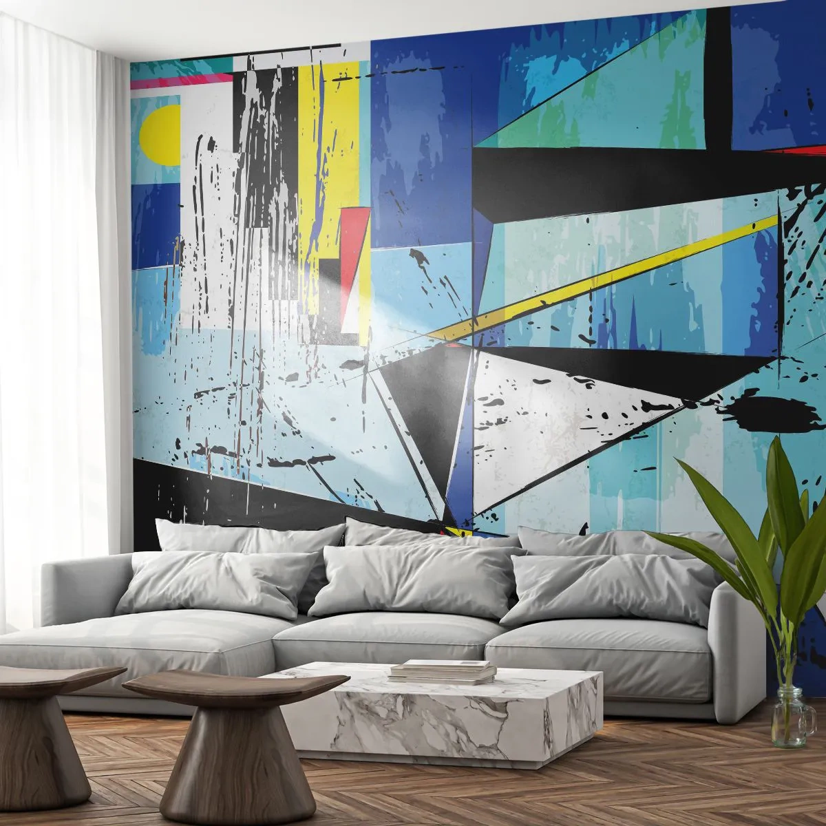 Papier Peint Autocollant Deluxe Sticker - Regardez le monde sous un certain angle… - Abstraction, Morceau, Modèle moderne - 250x175 cm