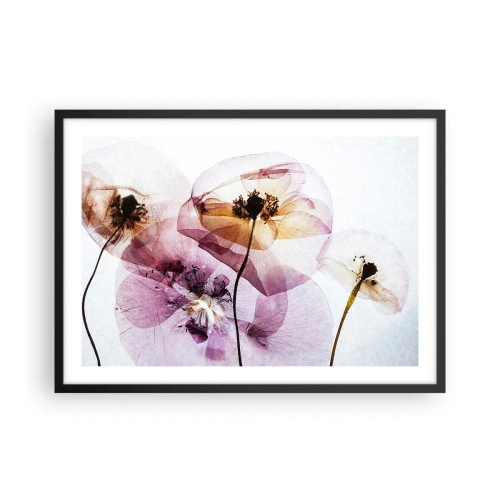 Affiche dans un cadre noir - Poster - Fleurs délicates et transparentes aux tons pastel - 70x50cm - Corps de fleurs transparente - Décoration murale moderne pour le salon et la chambre ARTTOR