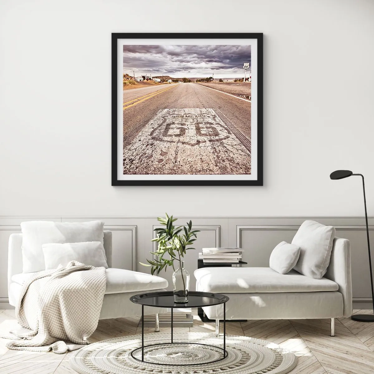 Affiche dans un cadre noir - Poster - Mother Road - une légende américaine - 50x50 cm