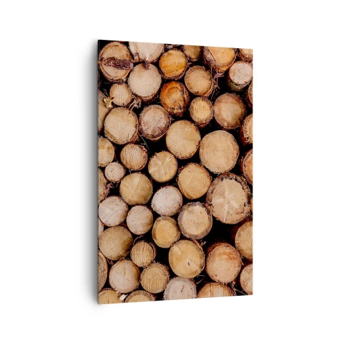 Impression sur toile - Image sur toile - Des tas de troncs d'arbres abattus disposés en harmonie - 80x120cm - Nouveau commencement - Décoration murale moderne pour le salon et la chambre ARTTOR