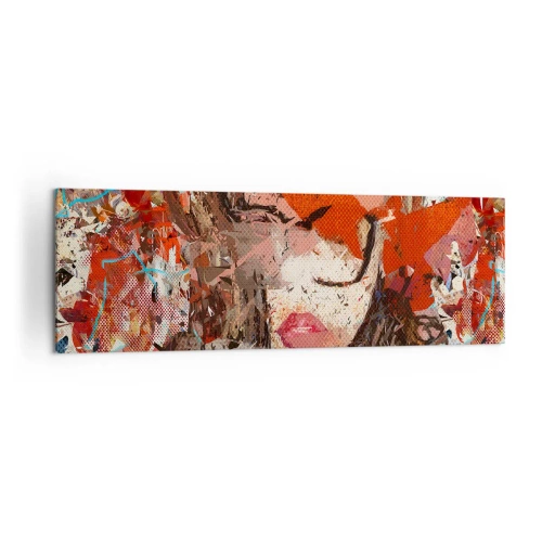 Impression sur toile - Image sur toile - Portrait abstrait d'une femme aux couleurs intenses - 160x50cm - Personne ne sait ce que tu es vraiment - Décoration murale moderne pour le salon et la chambre ARTTOR