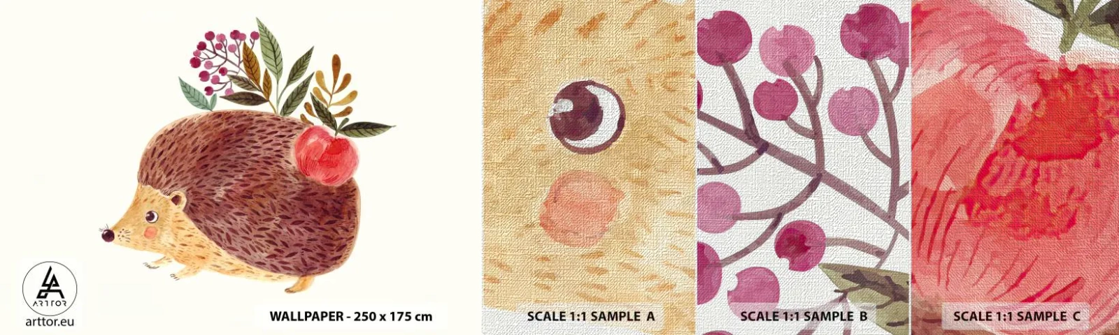 Échantillon de Papier Peint Premium Canvas - Et tu m’apprécies déjà - Hérisson, Pour les enfants, La Chambre des enfants - 100x30 cm