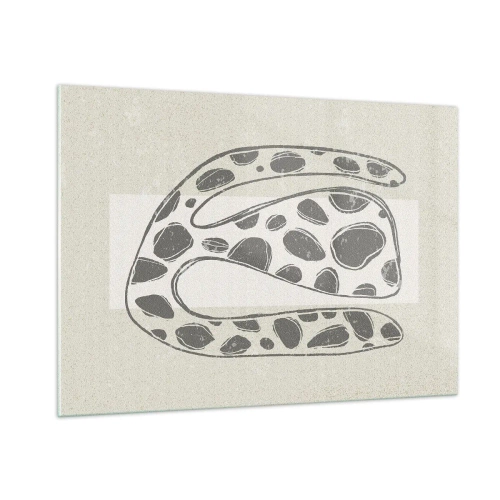 Impression sur verre - Image sur verre - Une forme organique fantaisiste dans des tons de gris sur beige - 100x70cm - Une étrange créature - Décoration murale moderne pour le salon et la chambre ARTTOR