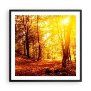 Affiche dans un cadre noir - Poster - Vers la clairière dorée - 60x60 cm