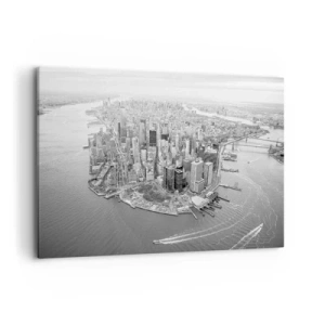 Impression sur toile - Image sur toile - Vue aérienne de Manhattan en noir et blanc - 120x80cm - Comment ne pas aimer ? - Décoration murale moderne pour le salon et la chambre ARTTOR