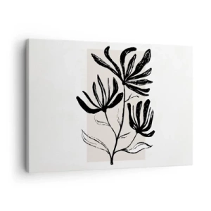 Impression sur toile - Image sur toile - Motif floral minimaliste noir et blanc - 70x50cm - Esquisse pour l'herbier - Décoration murale moderne pour le salon et la chambre ARTTOR