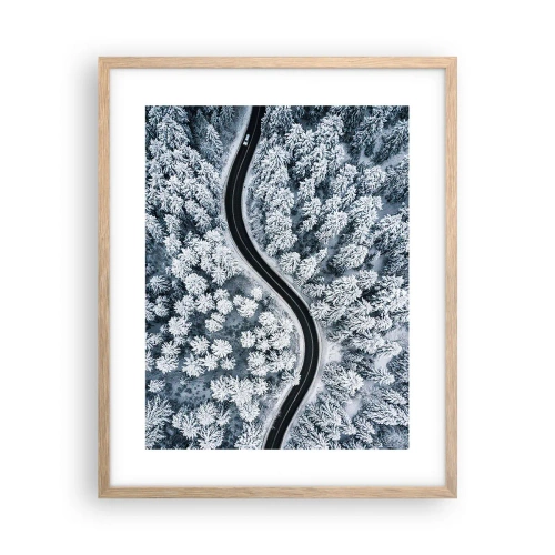 Affiche dans un chêne clair - Poster - À travers une forêt d'hiver - 40x50 cm