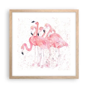 Affiche dans un chêne clair - Poster - Ensemble rose - 40x40 cm