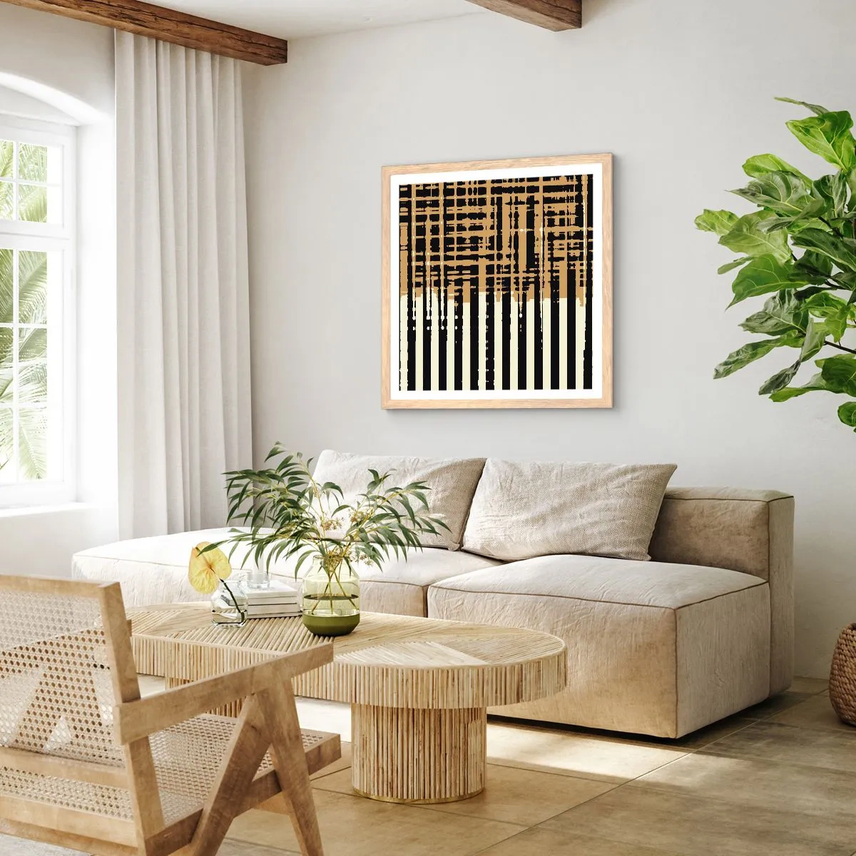 Affiche dans un chêne clair - Poster - Abstraction architecturale - 60x60 cm