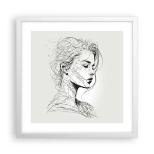 Affiche dans un cadre blanc - Poster - Portrait en pensée - 40x40 cm