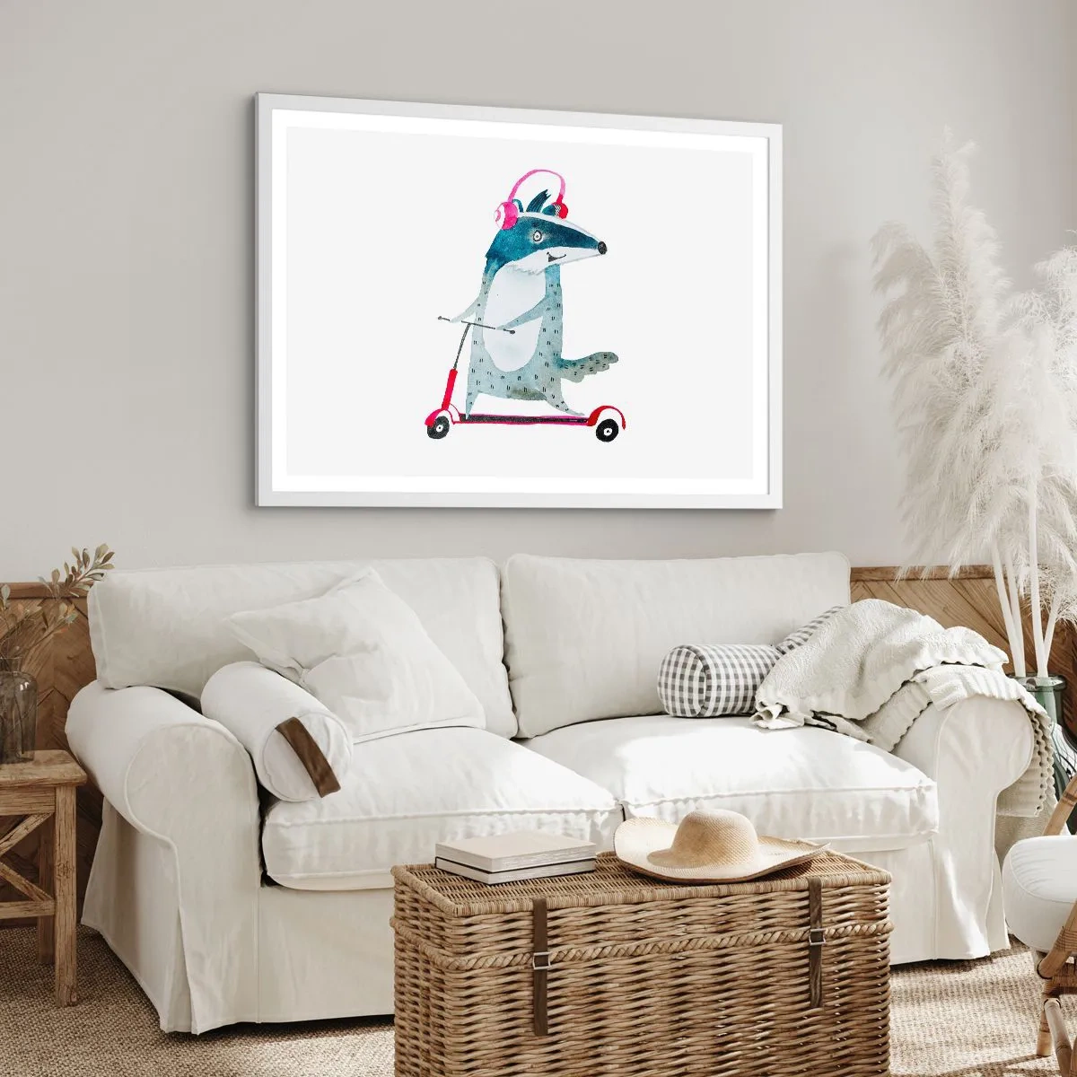 Affiche dans un cadre blanc - Poster - La joie du blaireau - 70x50 cm