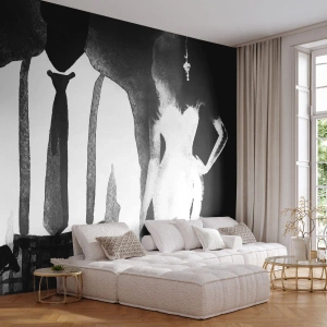 Papier Peint Photo Premium Sand - Ambiance noire - Abstraction, Femme et Homme, Mode - 250x175 cm