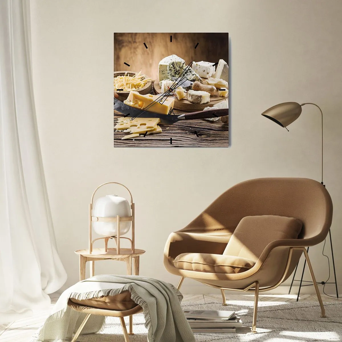 Horloge murale - Pendule murale - Sourire au fromage - 30x30 cm