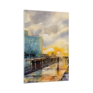 Impression sur verre - Image sur verre - Une vue pittoresque de la promenade en bord de mer au coucher du soleil - 70x100cm - La vie sur le rivage - Décoration murale moderne pour le salon et la chambre ARTTOR