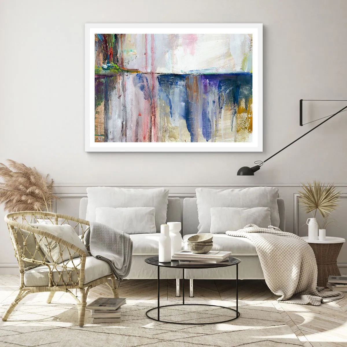Affiche dans un cadre blanc - Poster - Impressions et associations colorées - 91x61 cm
