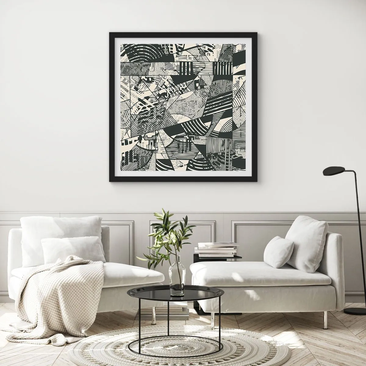 Affiche dans un cadre noir - Poster - Dynamique du modernisme - 50x50 cm