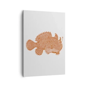 Impression sur toile - Image sur toile - Dessin détaillé d'un poisson cuivré sur fond blanc - 50x70cm - Et pourtant un poisson - Décoration murale moderne pour le salon et la chambre ARTTOR