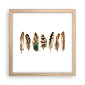 Affiche dans un chêne clair - Poster - Variation à plumes - 30x30 cm