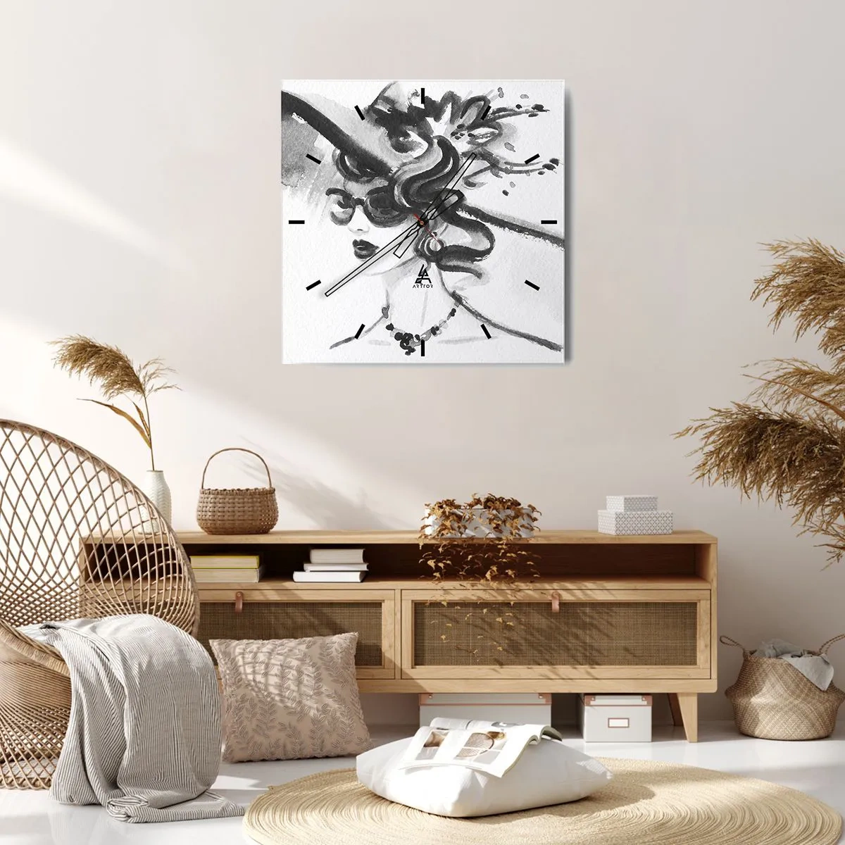 Horloge murale - Pendule murale - Une dame de caractère - 40x40 cm