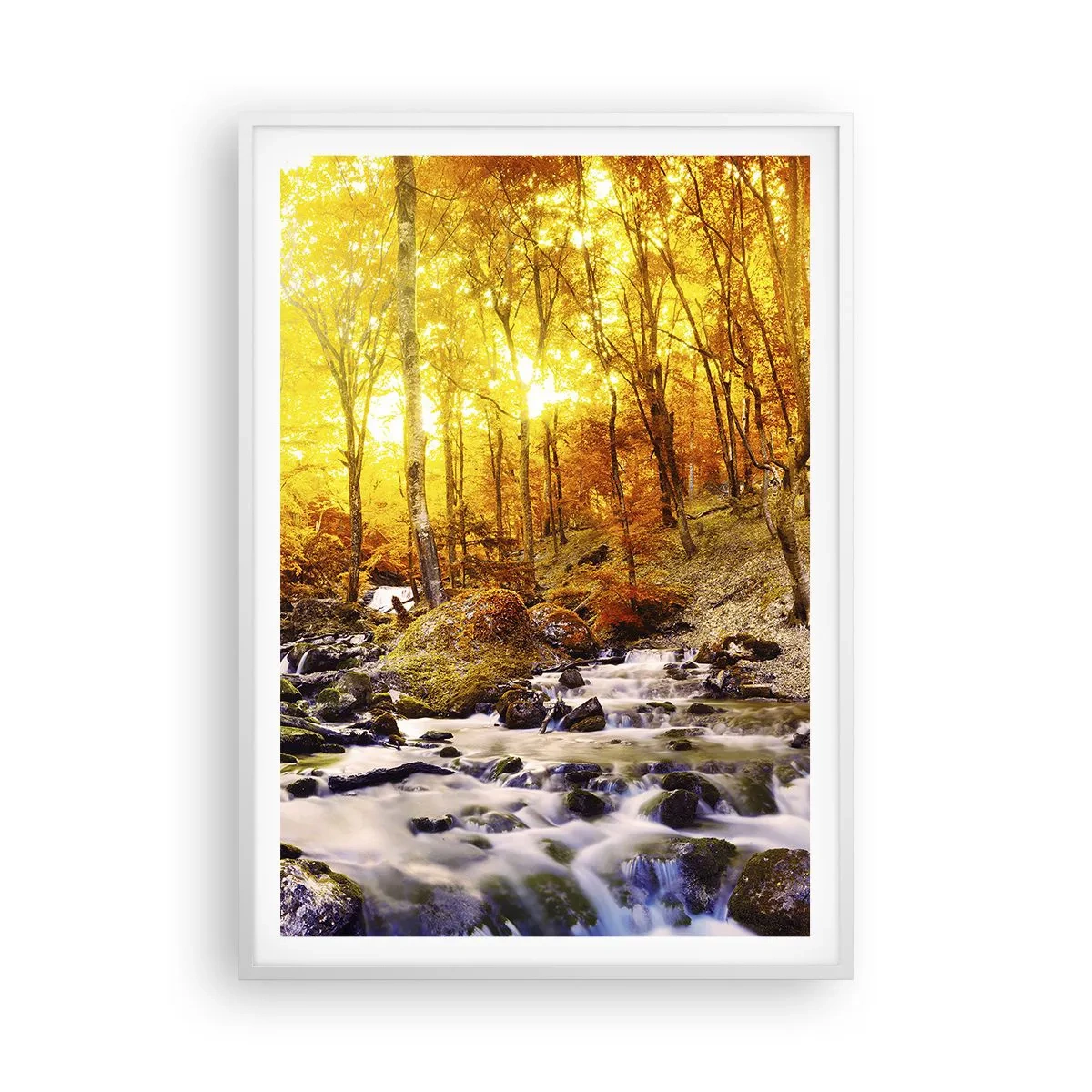 Affiche dans un cadre blanc - Poster - Pierres serties d'or et de platine - 70x100 cm