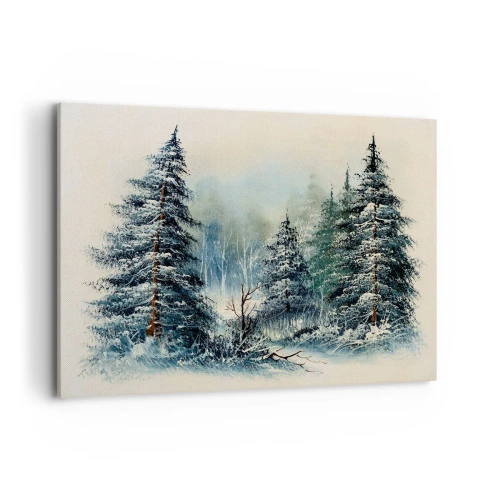 Impression sur toile - Image sur toile - Paysage d'hiver avec des arbres enneigés - 120x80cm - Prêt pour les fêtes - Décoration murale moderne pour le salon et la chambre ARTTOR