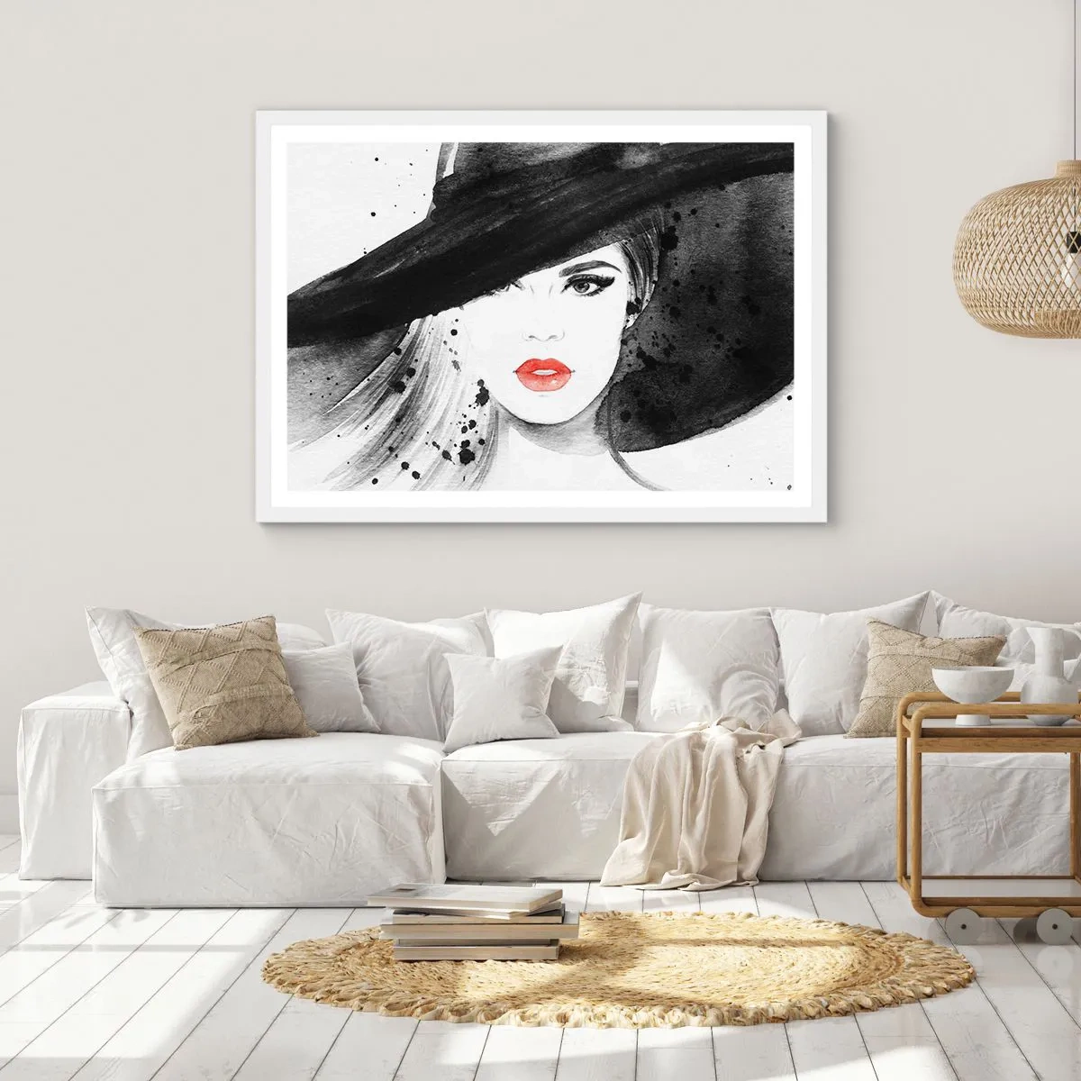 Affiche dans un cadre blanc - Poster - Dame en noir - 50x40 cm