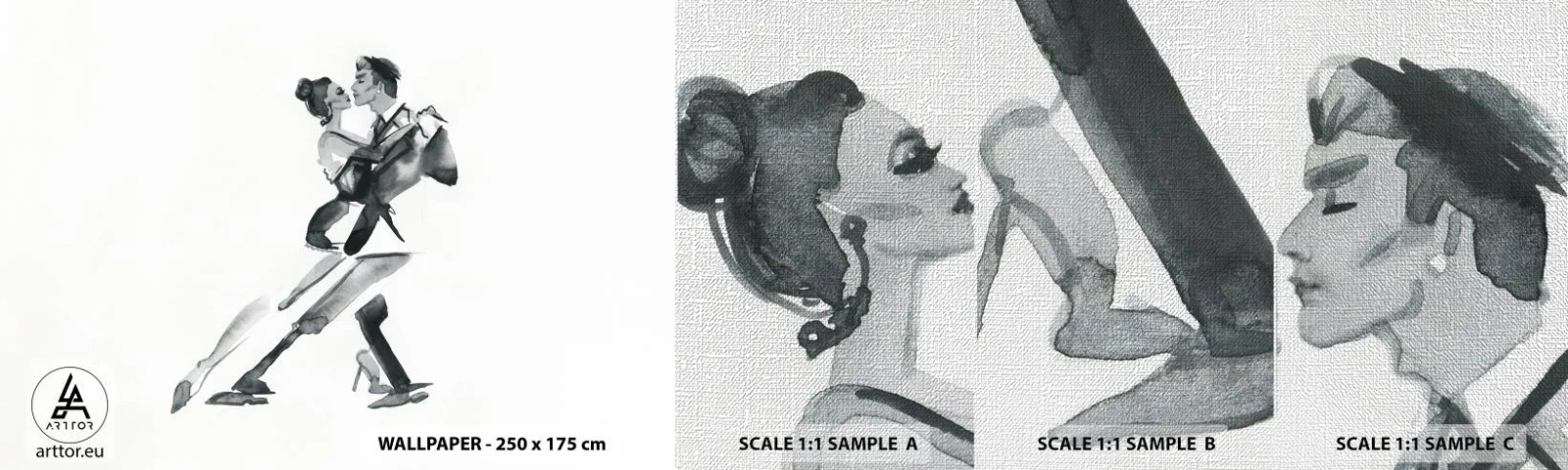 Échantillon de Papier Peint Premium Canvas - En un battement - Tango, Danse, Danseur - 100x30 cm