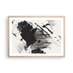 Affiche dans un chêne clair - Poster - Abstraction – expression du noir - 70x50 cm