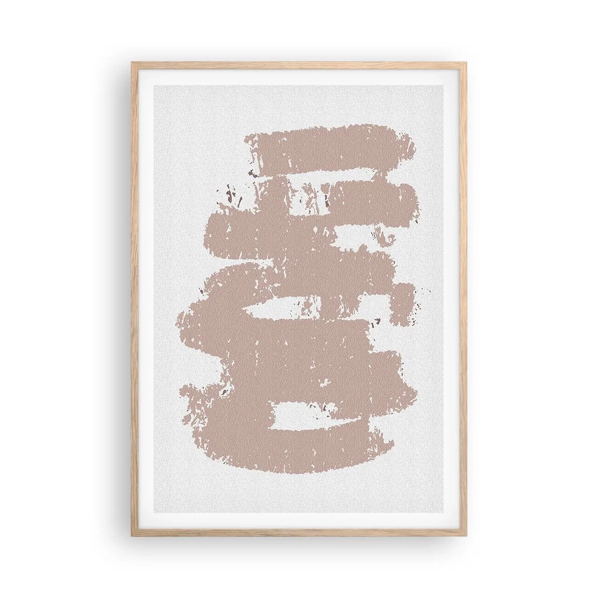 Affiche dans un chêne clair - Poster - Abstraction en rose tendre - 70x100 cm