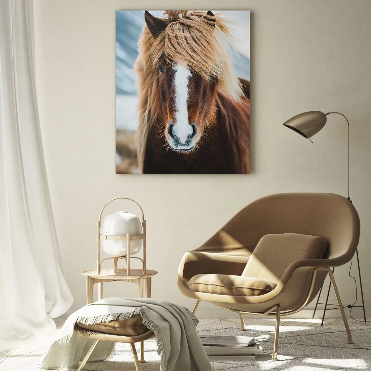 Impression sur verre - Image sur verre - Cheval islandais dans un paysage de montagne - 70x100cm - Sentez-vous la liberté ? - Décoration murale moderne pour le salon et la chambre ARTTOR