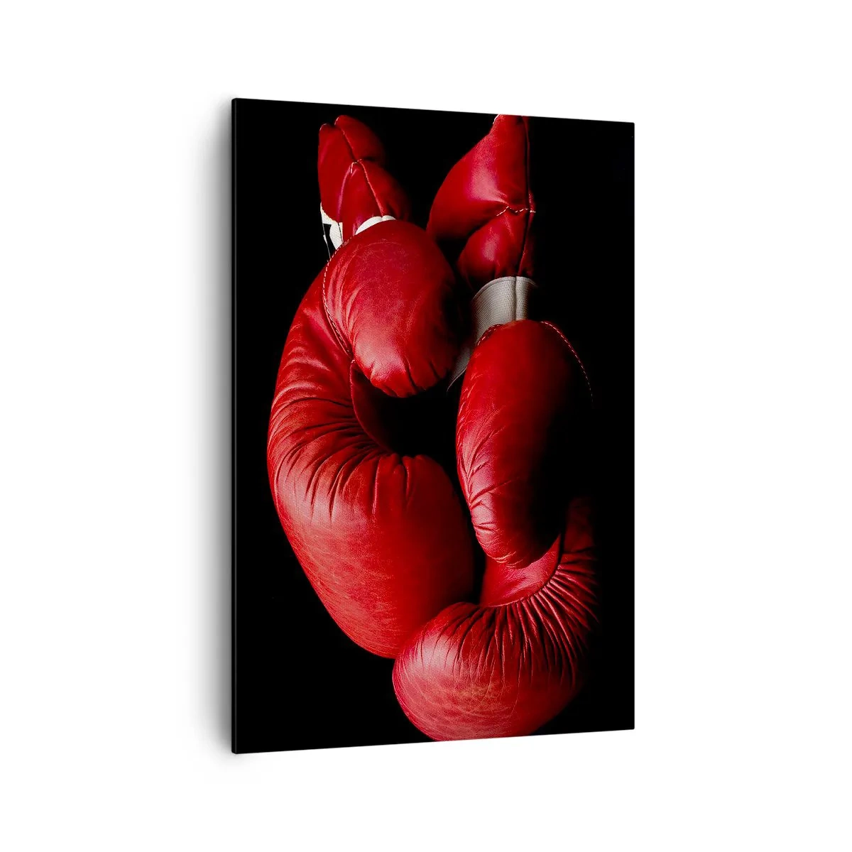 Impression sur toile - Image sur toile - Gants de boxe rouges sur fond noir - 70x100cm - Les émotions du combat sont derrière nous - Décoration murale moderne pour le salon et la chambre ARTTOR