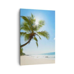 Impression sur toile - Image sur toile - Une plage avec des palmiers dans un paysage tropical - 70x100cm - Ne rien montrer à personne - Décoration murale moderne pour le salon et la chambre ARTTOR
