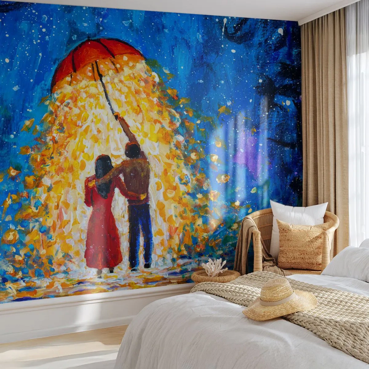 Papier Peint Autocollant Deluxe Sticker - La magie d'une soirée pluvieuse ? - Romantique, Couple, Amour - 450x315 cm