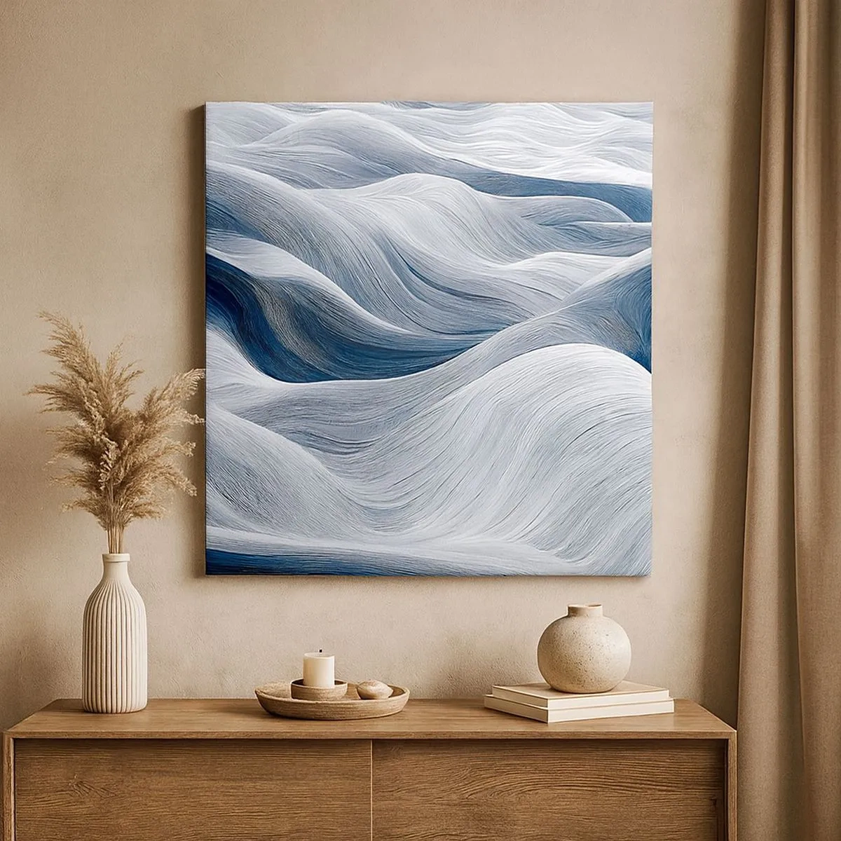 Impression sur toile - Image sur toile - Vagues blanches et bleues - 30x30 cm