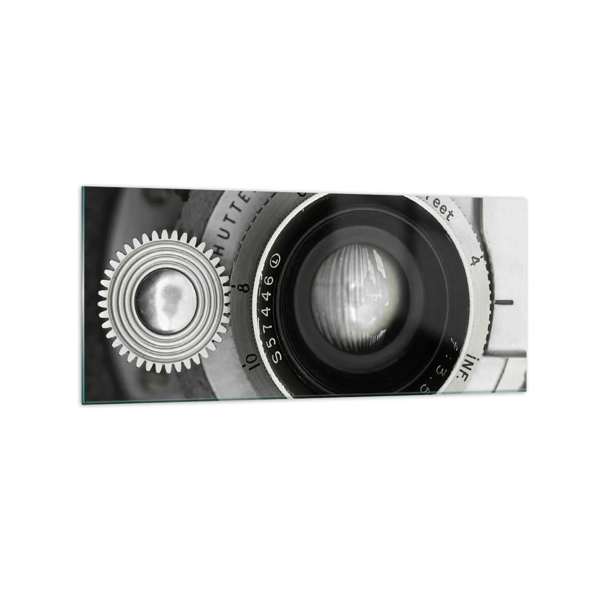 Impression sur verre - Image sur verre - L'objectif d'un vieil appareil photo - 120x50cm - Histoire d'Hollywood - Décoration murale moderne pour le salon et la chambre ARTTOR