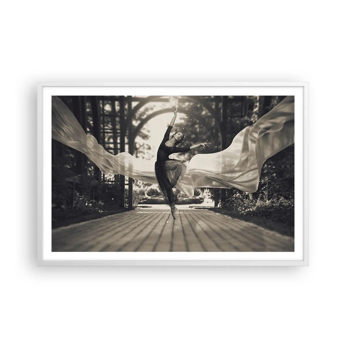 Affiche dans un cadre blanc - Poster - La danse de l'esprit jardin - 91x61 cm