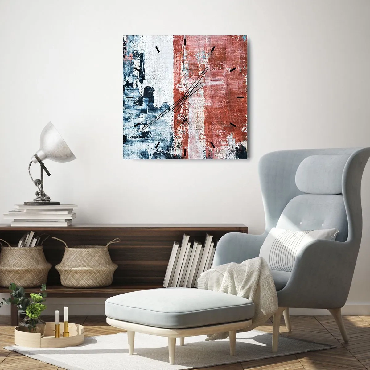 Horloge murale - Pendule murale - Moitié-moitié abstrait - 40x40 cm