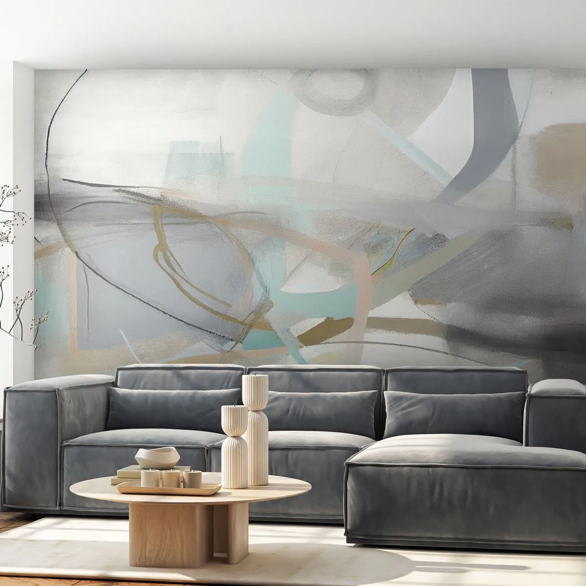 Papier Peint Photo Premium Sand - Abstraction brumeuse - Abstraction, Morceau, Brillant - 300x210 cm
