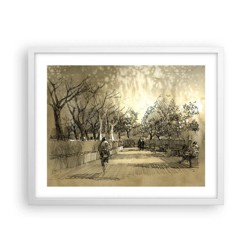 Affiche dans un cadre blanc - Poster - Un moment arrêté avec une plume - 50x40 cm