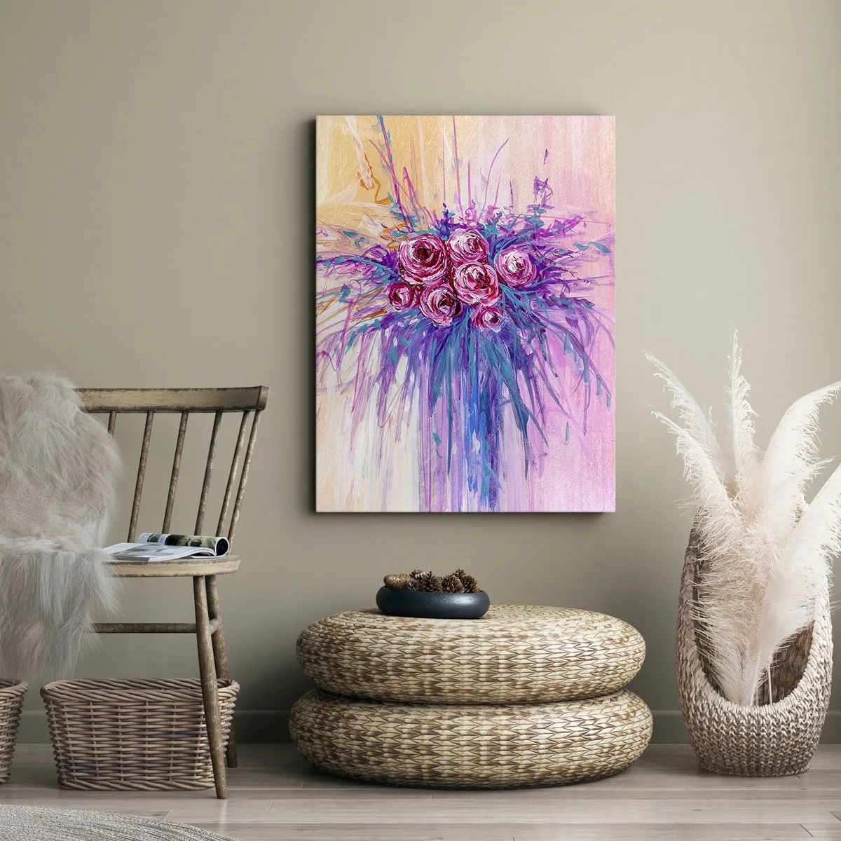 Impression sur toile - Image sur toile - Fontaine aux roses - 45x80 cm
