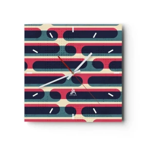 Horloge murale - Pendule murale - Motif géométrique rétro aux couleurs pastel - 30x30cm - En profondeur et sur l'avant - Décoration murale moderne pour le salon et la chambre ARTTOR
