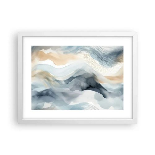 Affiche dans un cadre blanc - Poster - Abstraction enneigée et brumeuse - 40x30 cm