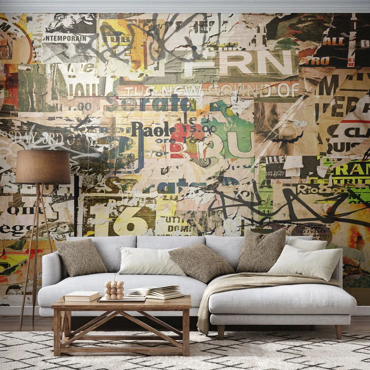 Papier Peint Autocollant Deluxe Sticker - Oh, il se passe quelque chose... - Graffiti, Mural, Morceau - 250x175 cm