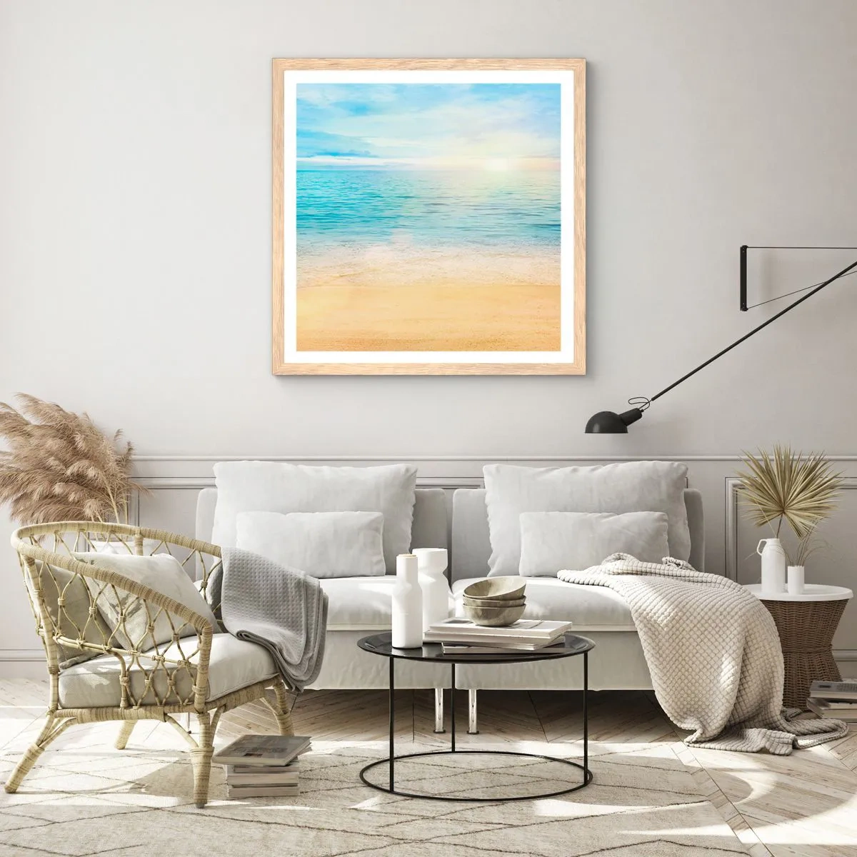 Affiche dans un chêne clair - Poster - Le grand bleu - 60x60 cm