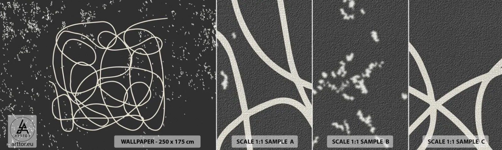 Échantillon de Papier Peint Premium Canvas - Errance des pensées - Abstraction, Graphique, Morceau - 100x30 cm