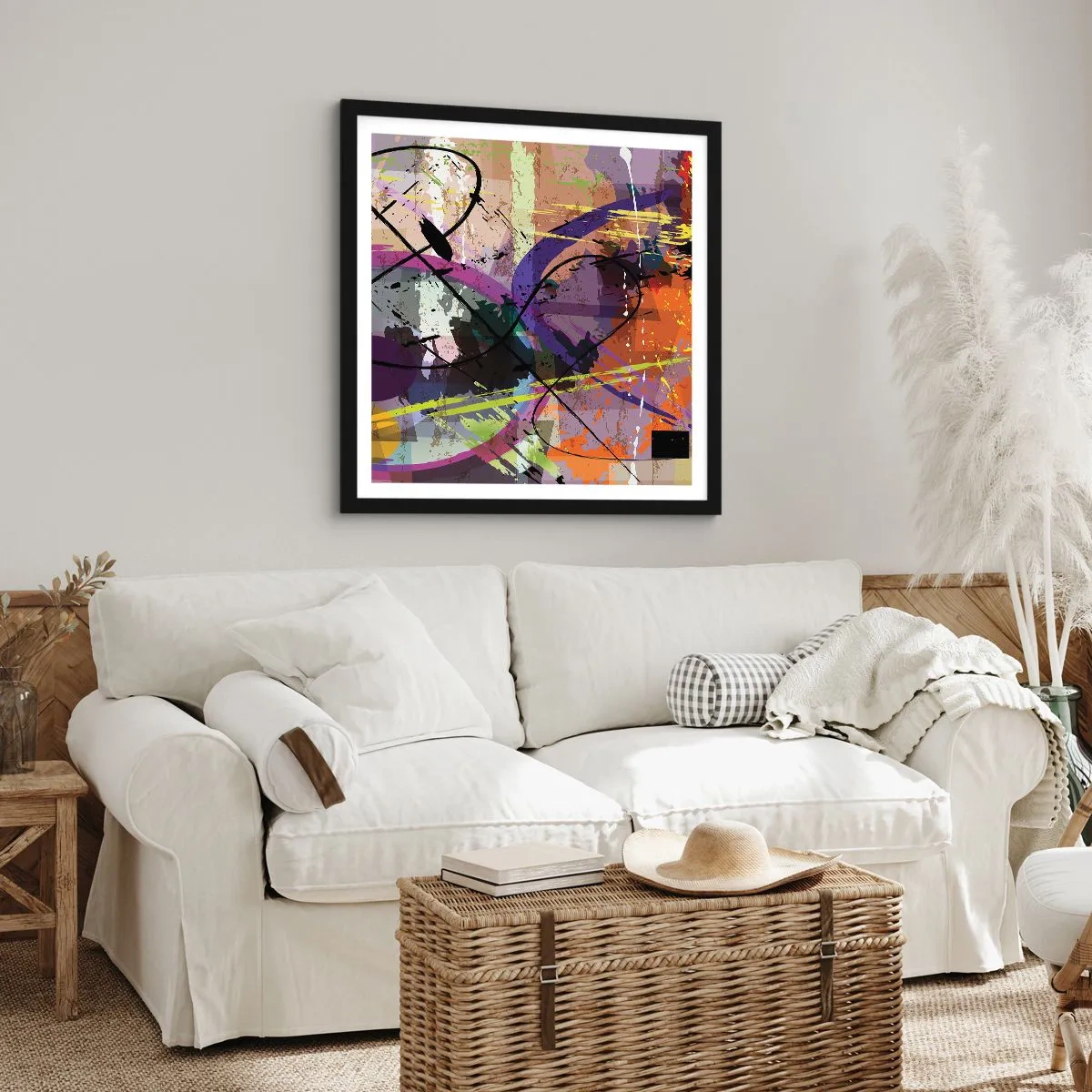 Affiche dans un cadre noir - Poster - Vous pouvez aller tout droit ou autour - 40x40 cm