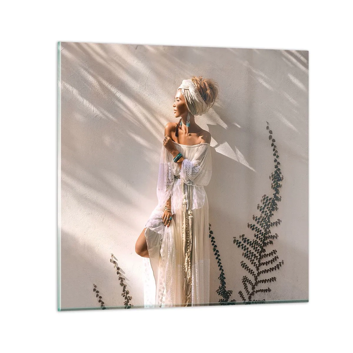 Impression sur verre - Image sur verre - Le soleil et la fille - 40x40 cm