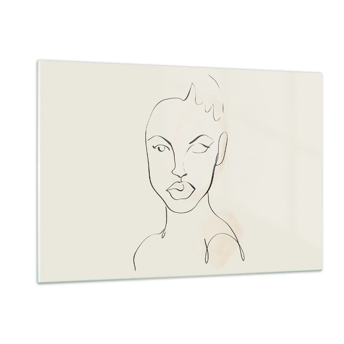 Impression sur verre - Image sur verre - Le contour du visage est dans des tons de noir avec de subtils accents roses. - 120x80cm - Esquisse de la sensualité - Décoration murale moderne pour le salon et la chambre ARTTOR