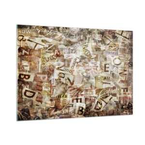 Impression sur verre - Image sur verre - Collage vintage de lettres et de coupures de journaux - 100x70cm - J'unifie le bavardage - Décoration murale moderne pour le salon et la chambre ARTTOR