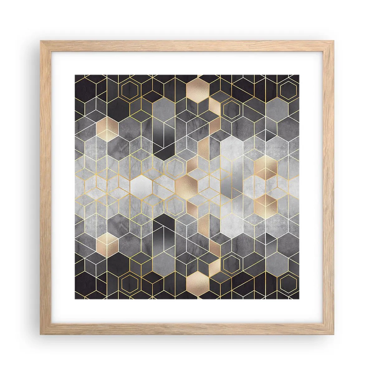 Affiche dans un chêne clair - Poster - Composition de diamants - 40x40 cm
